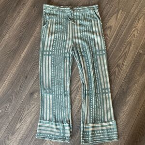 Falls Creek Teal and Cream Patterned Trousers